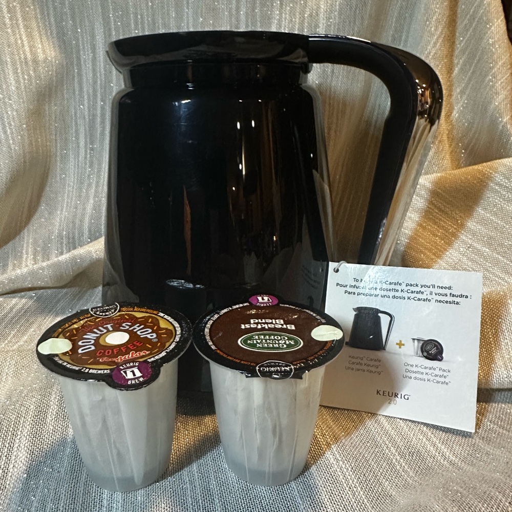 New Keurig 2.0 K- Carafe Coffee Pitcher Insulated Replacement Black Coffee Pot